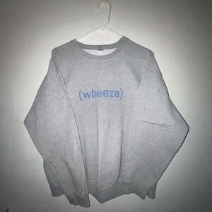 Gray Crewneck Sweater with Blue Print